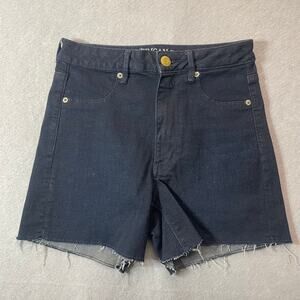 American Eagle Super Stretch Shorts Womens Size 8 Navy Blue Denim Raw Hem Cut